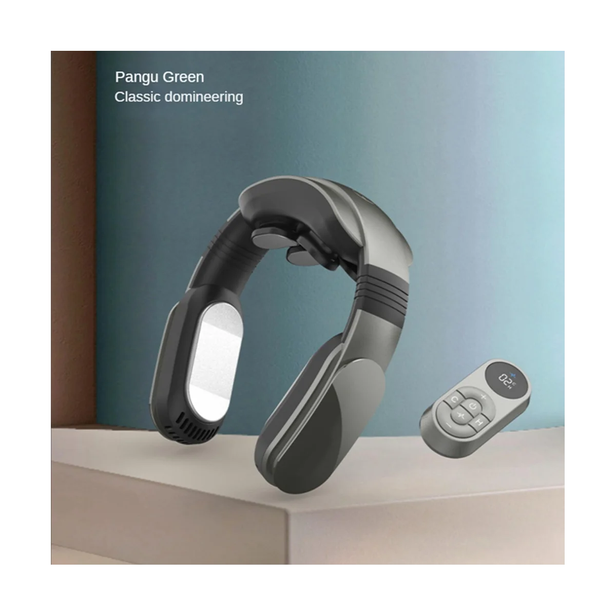 Подвесной шейный вентилятор, Кондиционер без листьев с шейным ободом, охлаждающий массажер с подогревом, горячий компрессор, Вибрационный массажер, C