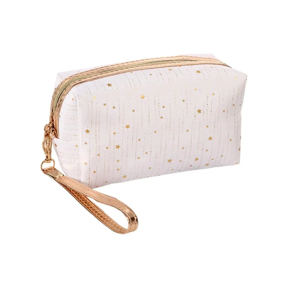 Compact Beauty Organizer with Handle Golden Stars Pattern Waterproof Toiletry Bag Star Makeup Cosmetic Bag Set for Travel Use