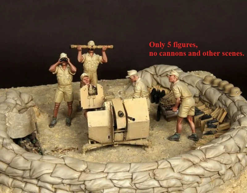 

1/35 Scale Diecast Resin Figure Model Kit North African Combat Team 5 Figures Unassembled and Unpainted No Cannons
