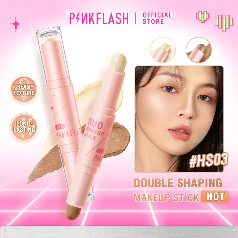 PINKFLASH Double Head Face Concealer Pen Waterproof Foundation Creamy Texture Highlighter Blusher Contour Stick Makeup Cosmetics