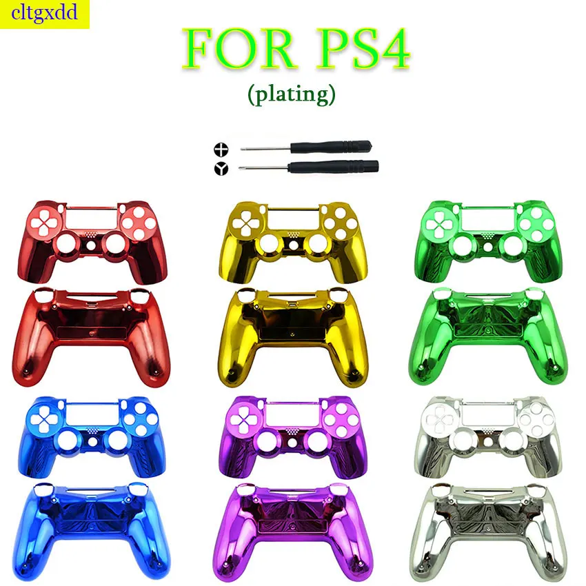 

For PS4 Controller Plating Case Chrome Plated PS4 Slim Gamepad Case Cover with Screwdriver Tool Replacement