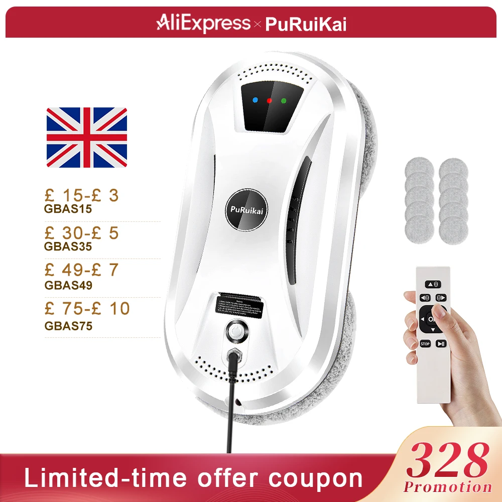 PuRuiKai Ultra thin Robot vacuum cleaner window cleaning robot window cleaner electric glass limpiacristales remote control for