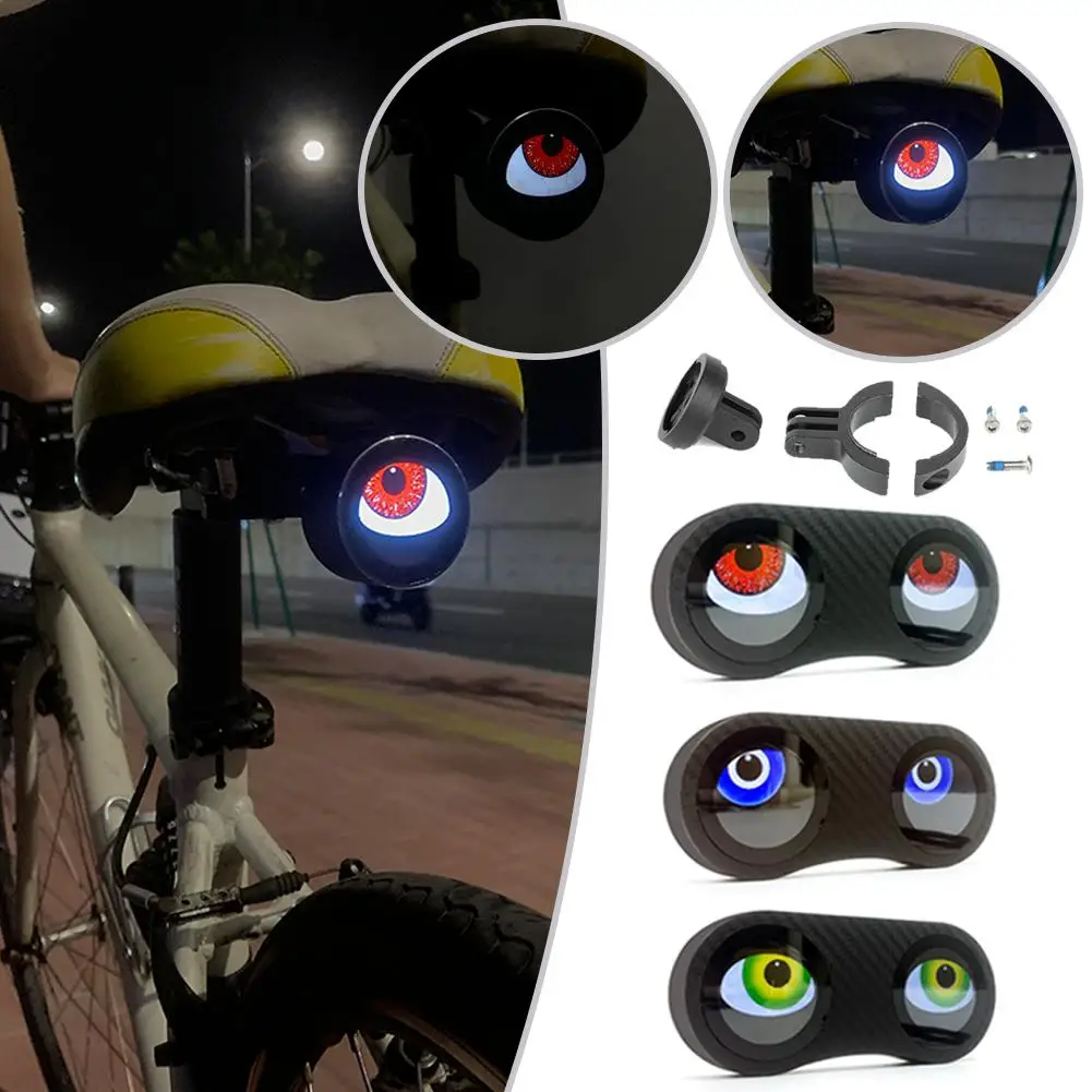 Bicycle Devil Eye Light USB Rechargeable Long-lasting Wiring-free Design Builtin Large-capacity Battery GIF Customizable Content