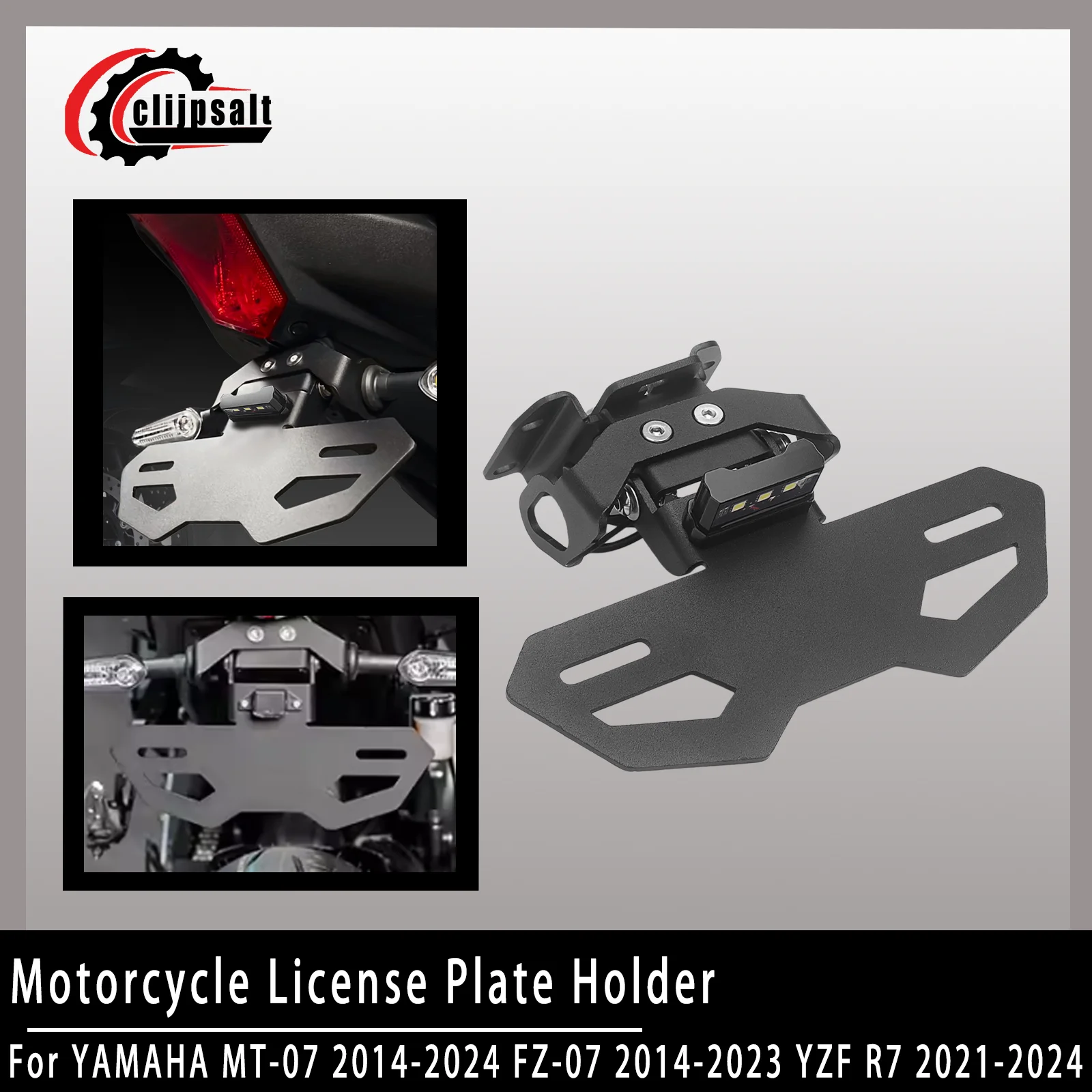 For Yamaha YZF-R7, MT-07, and FZ-07 motorcycles; features a sleek, adjustable mudguard eliminator and licenseplate frame