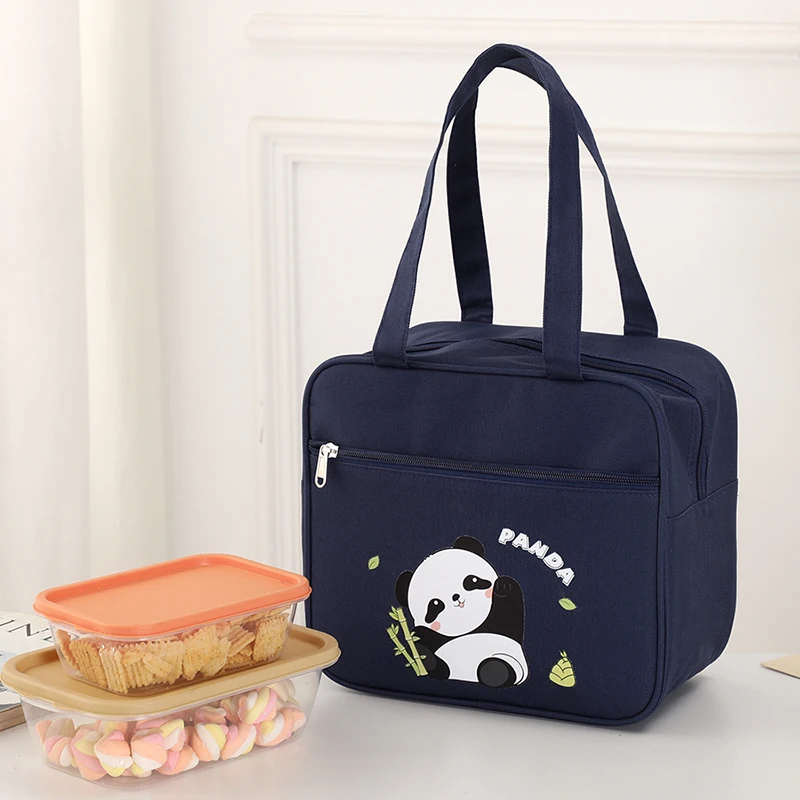 Cute Animal Printing Large Capacity Work Hand Carry Lining Aluminum Foil Insulated Lunch Bag Outdoor Picnic Thickened Locking Lu