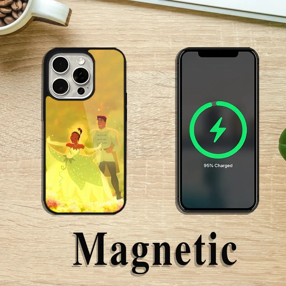 MINISO Cuet The Princess And The Frog Phone Case For iPhone 11 12 13 14 15 Pro Max Plus Magsafe Magnetic Wireless Charging