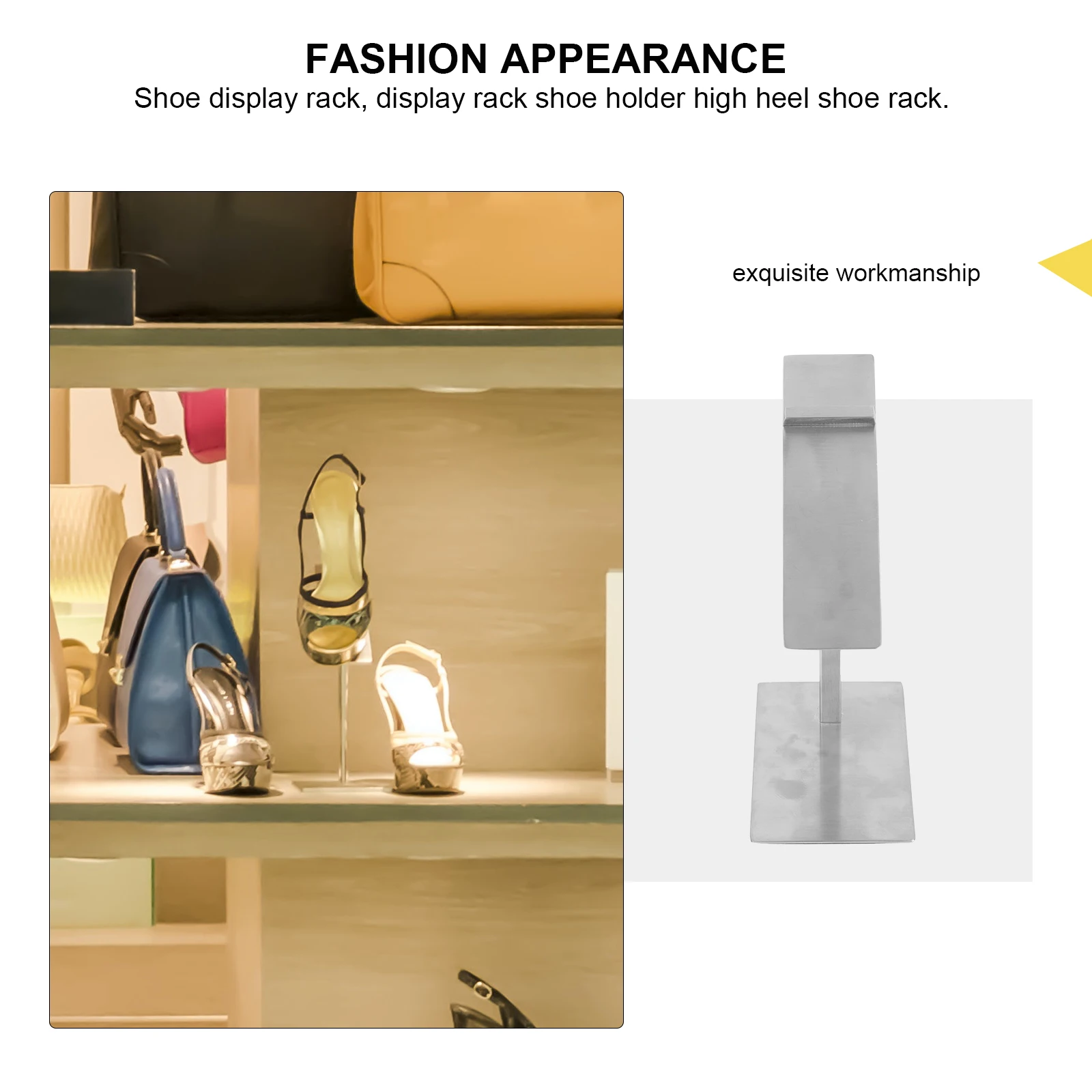 

Stainless Steel Shoe Rack High Heel Display Stand Metal Storage Rack For Mall Rust Resistant Simple Strong Easy Assembly