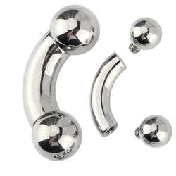 ASTM F136 Titanium PIERC Curved Barbell Nose Ring Large size 0G-12G Threaded With Balls Earring Lip Stud Eyebrow Labret Piercing