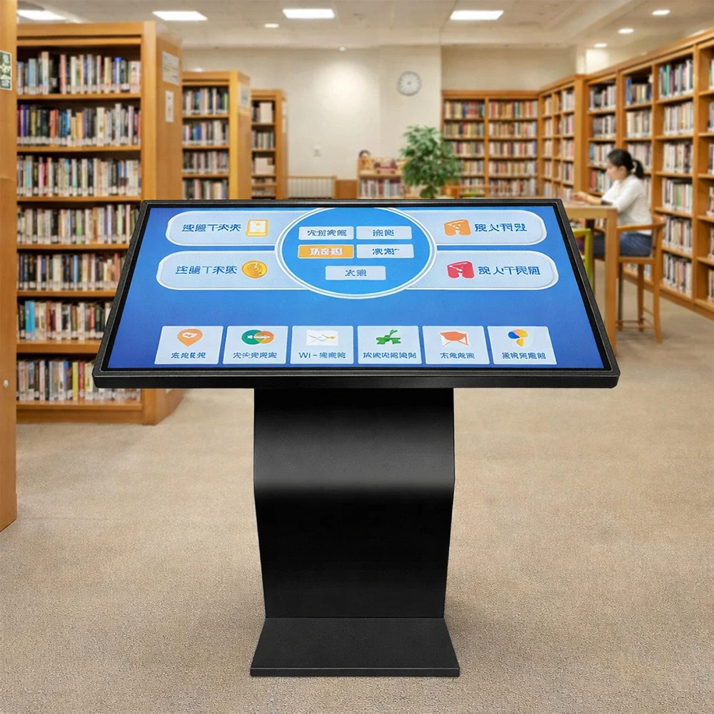 32 43 55 Inch K Shape LCD Touch Screen Kiosk Digital Signage IP65 Rated For Hospital Bank Shopping Mall Retail Store WiFi