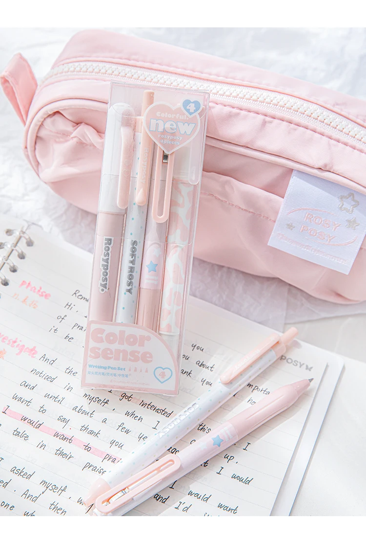 4 stücke Farbe Sinn Schreibstifte Set Creme Text marker schwarz Gel Tinte Stift Marker Liner a7489 – Detail 11
