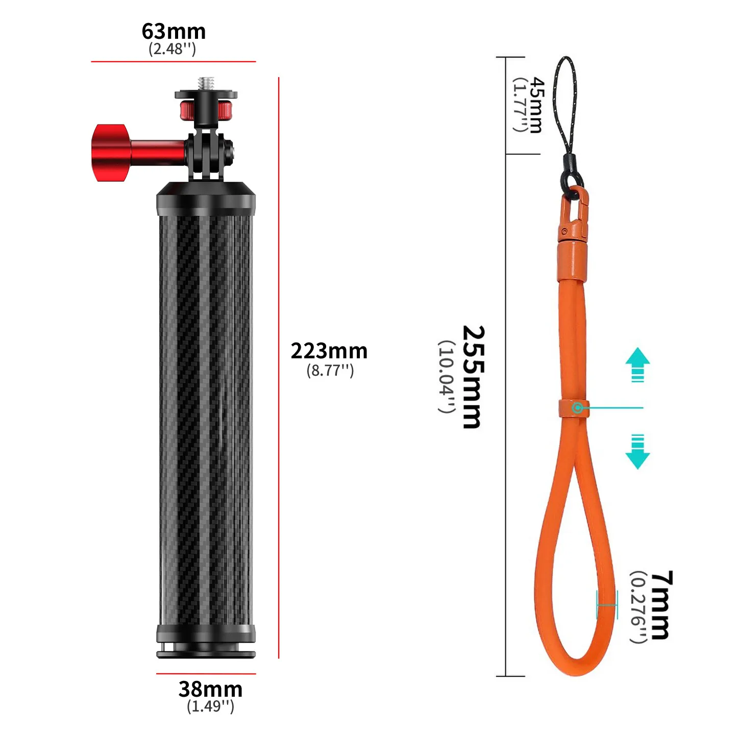 Anti-Fog 60m wasserdichtes Aluminium-Tauchgehäuse für Insta360 X4 X5 Kamera mit Auftriebsstange und Griff zum Tauchen, Surfen und Unterwasseraufnahmen. – Detail 23