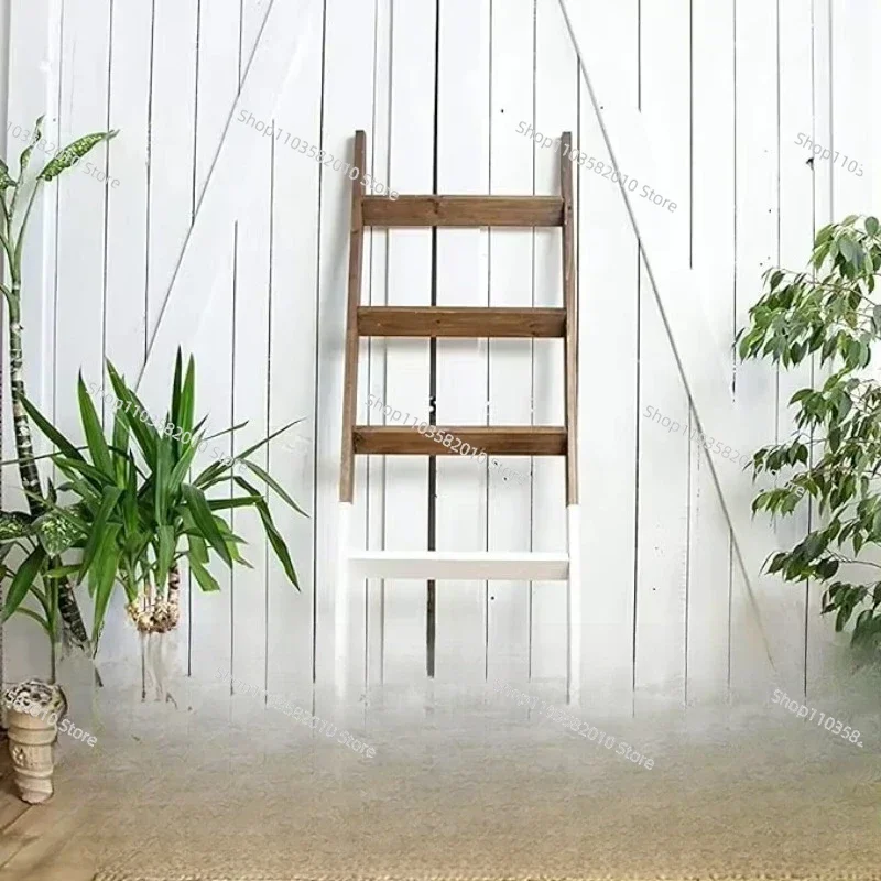 Blanket Ladder Premium Wood Rustic Ladder Shelf for Quilt Farmhouse Decor Vintage Wooden Ladder Shelf