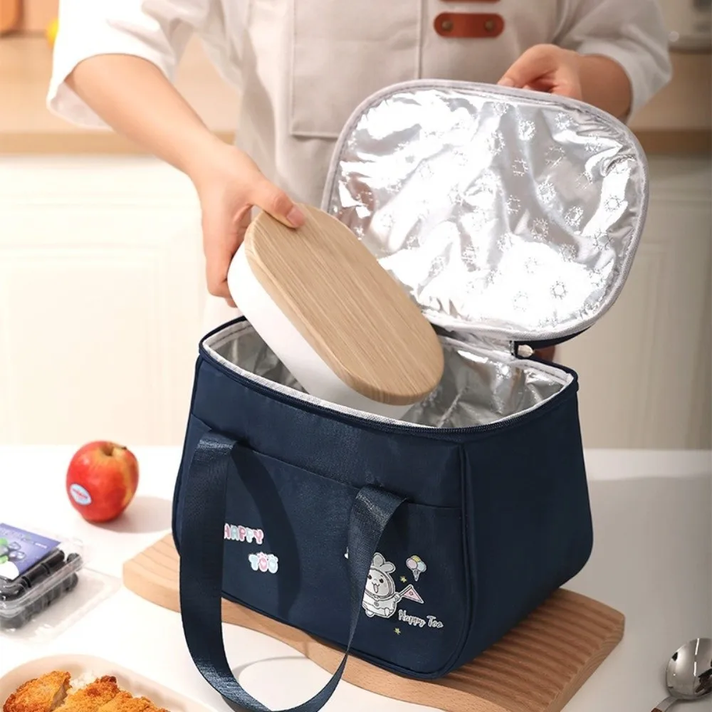 

Cute Insulated Thermal Bag Waterproof Office Worker Cartoon Lunch Bag Large Capacity Student Picnic Handbag Storage Pouch