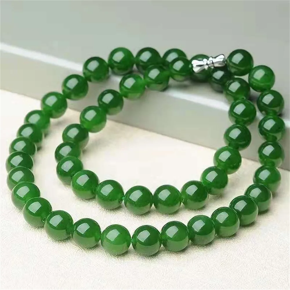 Natural Stone Green Jade Beads Jewelry Set for Women in Jewelry Sets Necklace Bracelet Energy Chalcedony 6/810mm Gift Wholesale