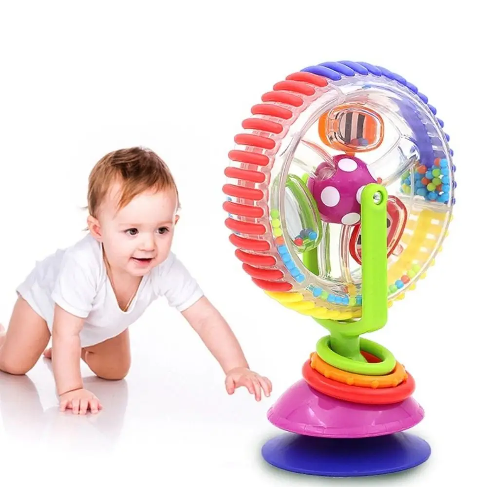 Ventosa 360 Rotante Mulino A Vento Perline Colorate Ruota di Plastica Giocattolo Del Bambino Apprendimento Precoce di Piccole Dimensioni Montessori Sonaglio 0-12 Mesi