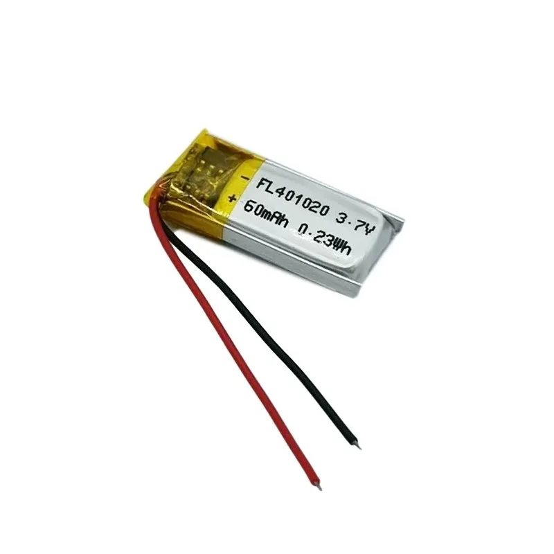 Polymer lithium battery 401020-60mAh3.7V for rechargeable ultra-thin selfie stick smart bracelet bluetooth headset
