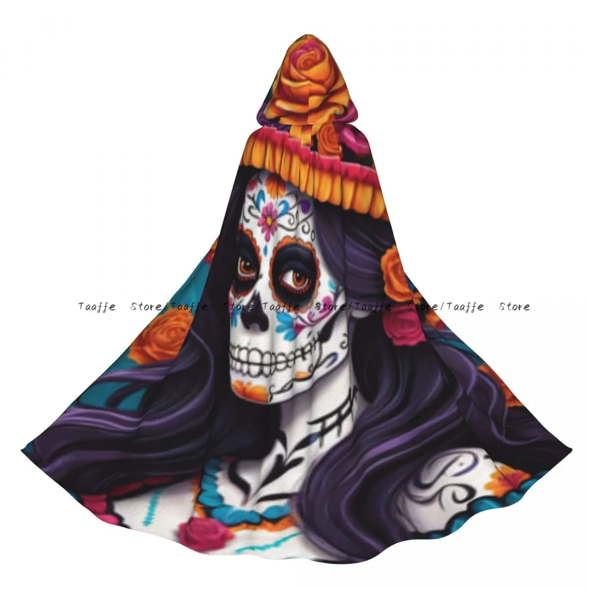 

Длинный халат ведьмы с капюшоном День мертвых Catrina, плащ на Хэллоуин, костюмы для косплея для взрослых