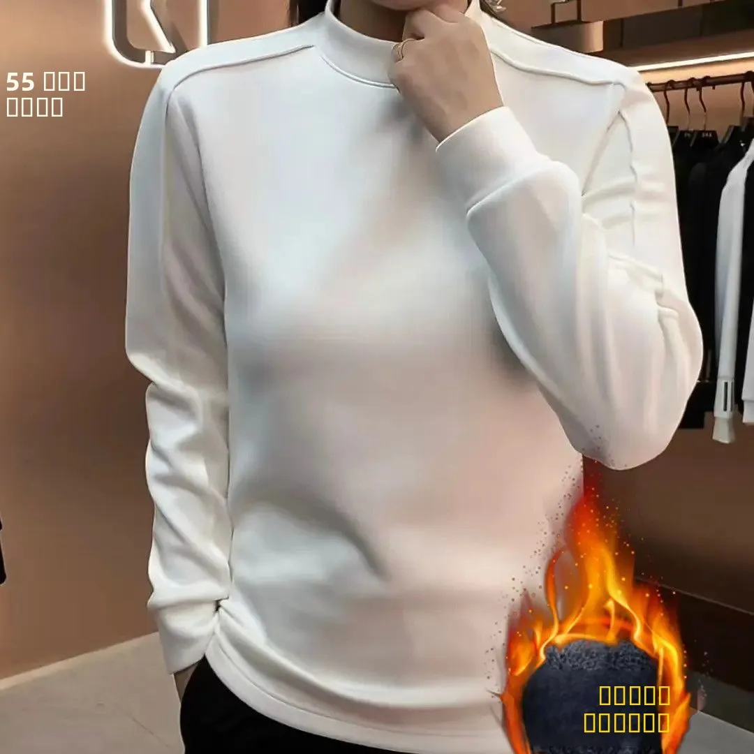 

Faionable European Sle Men's Clothing Store Premium Fce Lined Slim Fit f High Collar Sweatirt Trendy Busin Casual