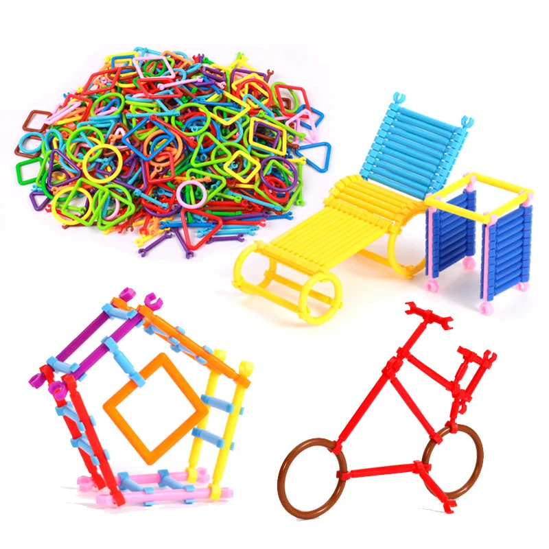 Blocs de construction pour enfants, 65 à 240 pièces, bâton avec sac de rangement, apprentissage précoce Montessori, bâtons d'intelligence en plastique pour enfants TMZ