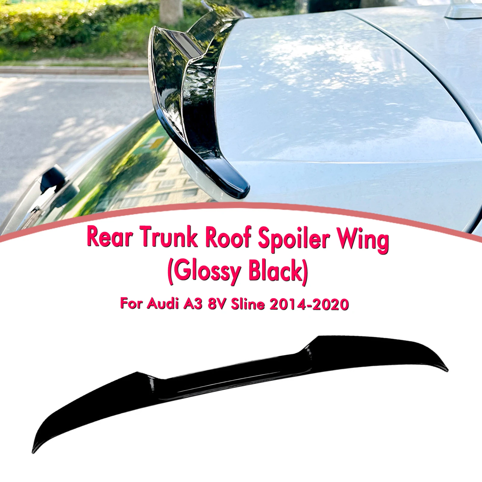 Roof Spoiler Rear Wing Trunk Splitter Lip For Audi A3 S3 RS3 8V Sline Hatchback 2014-2020