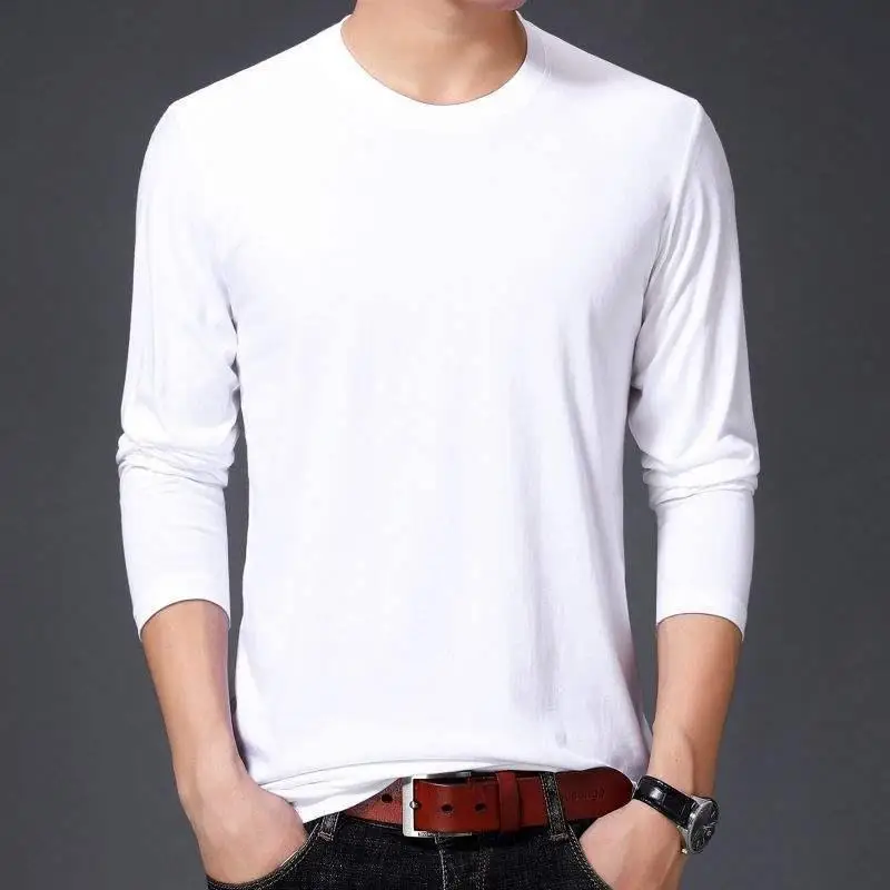 

Men's Modal Ice Silk Long Sve T-irt round Ne Underwear Slim Fit Color Base irt Spring Autumn Korean Sle