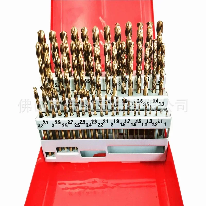 41/51 Pcs HSS M35 Cobalt Straight Shank Twist Drill Bit Set with Metal Case Power Tools Accessories for Stainless Steel Wood