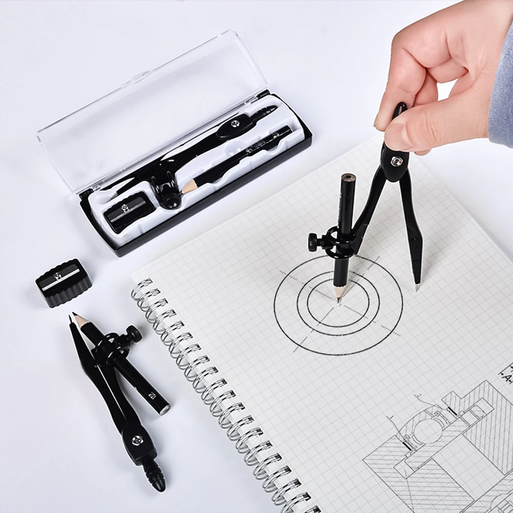 1Set Math Compasses Kit Reliable Drawing Tool for Geometry Drafting Accurate Tips for Lines Arcs Circles Student Essential