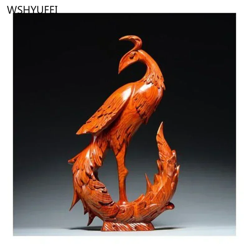 1 pcs Solid wood carving crafts living room bedroom Study display rack home decoration Simulate Phoenix Shape Housewarming gift