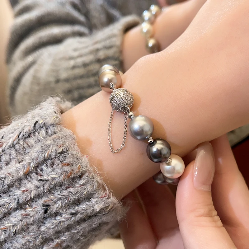 High end Color Bead Pearl Magnetic Buckle Bracelet 2024 New Jewelry For Women Luxury Accessories Wedding Party Unusual Bracelets