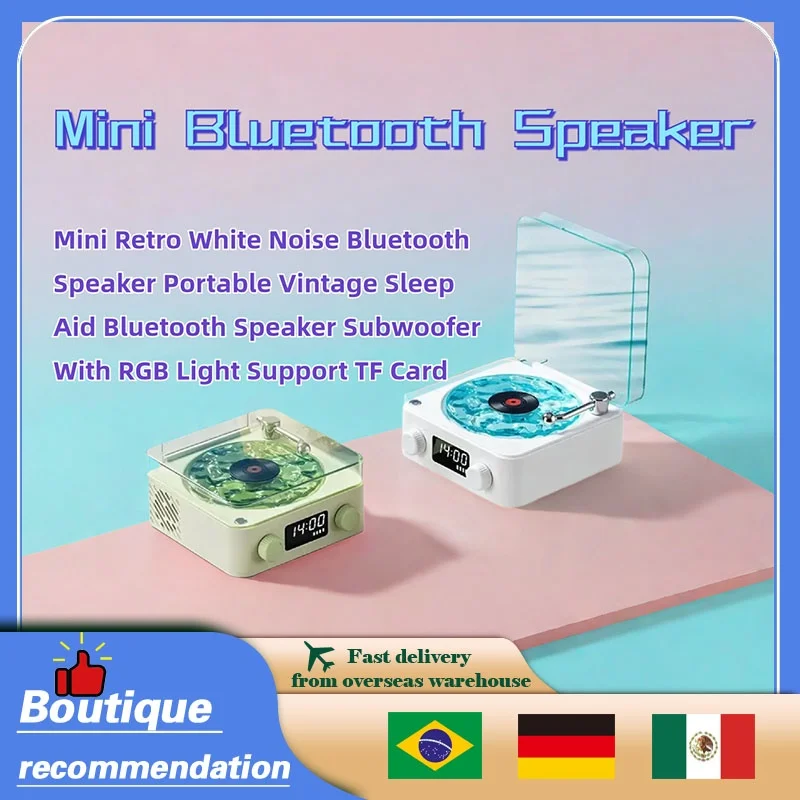 Mini Retro White Noise Bluetooth Speaker Portable Vintage Sleep Aid Bluetooth Speaker With RGB Light Support TF Card Subwoofer