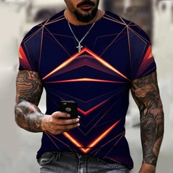 Fashionable Hip-Hop Harajuku Street Diamond Print Pattern Men's Summer Casual T-shirt O-Neck Plus Size Comfortable Top