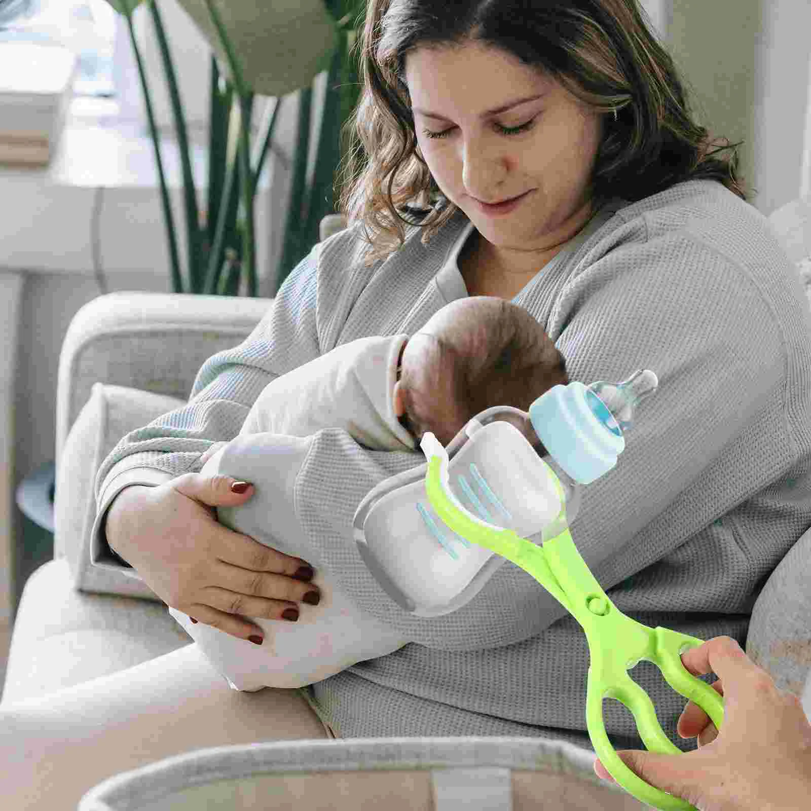 2 Pcs Baby Bottle Clip Feeding Clamp Anti-slip Portable Nursing Tong Pacifier Infant Scald Light Green Tool Feeder Child