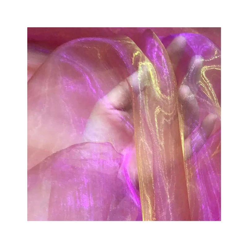 Two-color gradient laser mercerized organza wedding fabric art photography tulle baby clothes DIY fabric