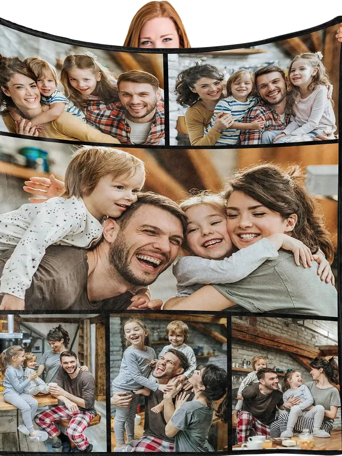 Couverture personnalisée avec Logo de votre conception, 1 pièce, couverture chaude et lisse avec Photo de famille imprimée, personnalisée pour amoureux, papa, maman, cadeau d'hiver du nouvel an