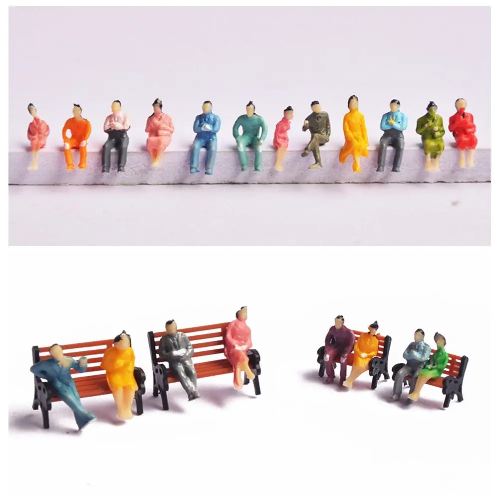 100Pcs 1:87/100 Scale Seated Painted Model People Figures Railway Sitting Passengers Miniatures  People Figures Kids Toys Gifts