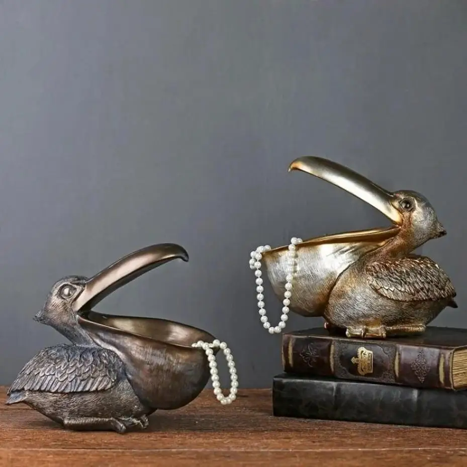 1 Pcs Big Mouth Pelecanus Bird Home Organizer Resin Art Craft For Keys Smart Phone Notebook Scissors Remote Control Case Holders