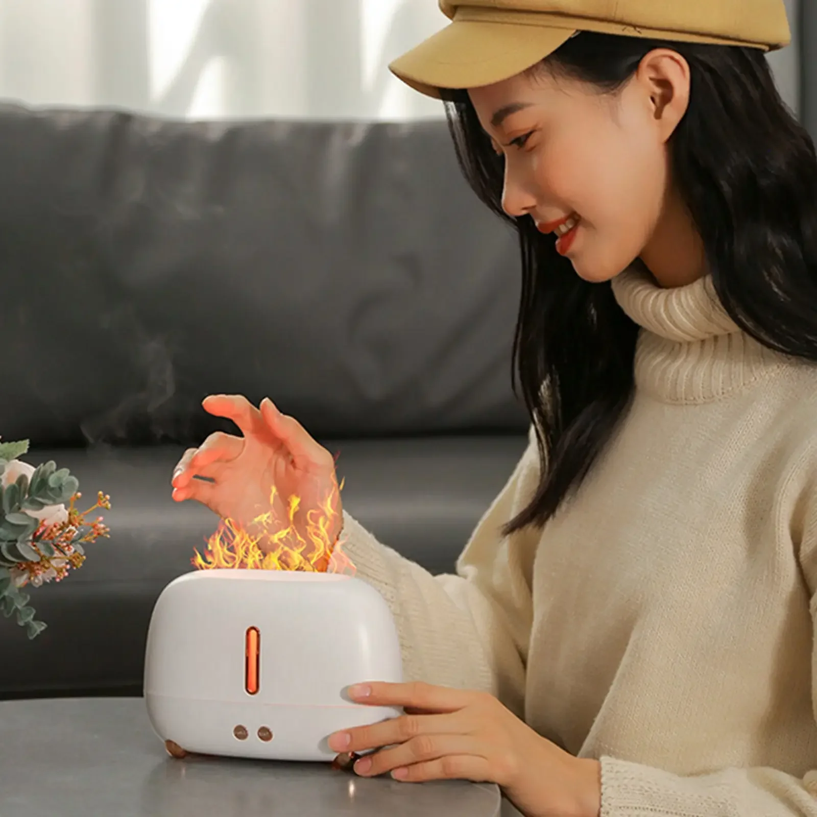 Difusor de Aroma Kinscoter, humidificador de aire, máquina de niebla ultrasónica, nebulizador, lámpara de llama de aceite esencial Led, Difusor