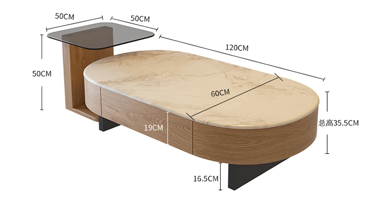 

Medieval style solid wood coffee table living room household light luxury minimalist small apartment microcrystalline