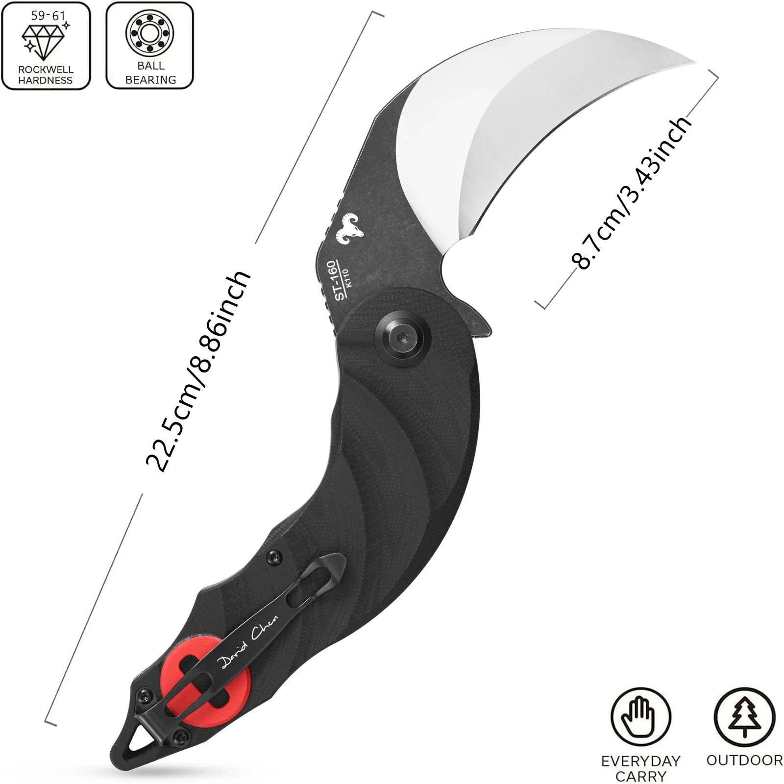 

Sitivien ST160 Pocket Folding Knife K110 Steel Blade G10 Handle EDC Tool Knifes for Outdoor Camping Hiking Working Survival