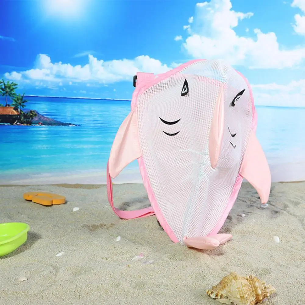 Borsa da spiaggia per bambini a prova di sabbia borsa da spiaggia per bambini con forme di granchio carino cartone animato Design in rete traspirante per la raccolta di conchiglie di giocattoli per bambini