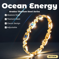 ARADOO Titanium Steel Magnetic Bracelets for Women Ocean Energy Abalone Stainless Steel Link Bracelet