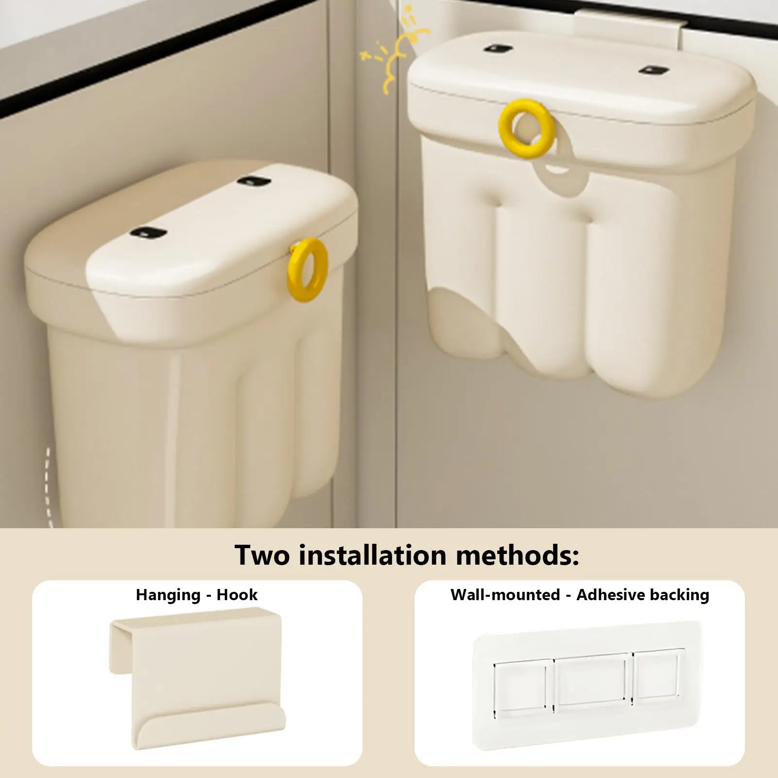 Kitchen Wastebasket Wall Mounted Trash Can With Lid Bathroom Trash Bin Garbage Can for Cabinet Under Sink Compost Bin