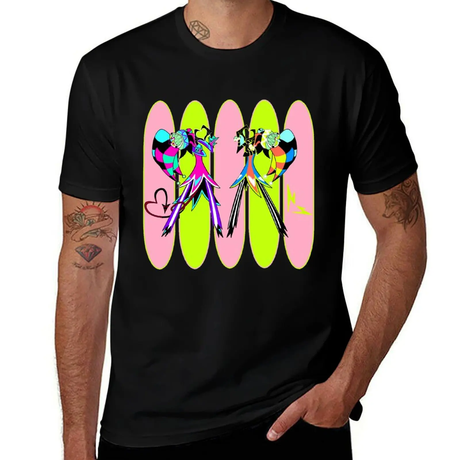Fizz Loves You (Robotic Fizzarolli / Robo Fizz and Fizzarolli) // Pink-Green Back T-Shirt Work Comfort for Men T-Shirt