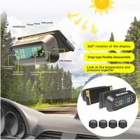 Car TPMS Tire Pressure Alarm Monitor System 4 External Sensors Temperature Warning Digital Colorful Display Wireless Solar