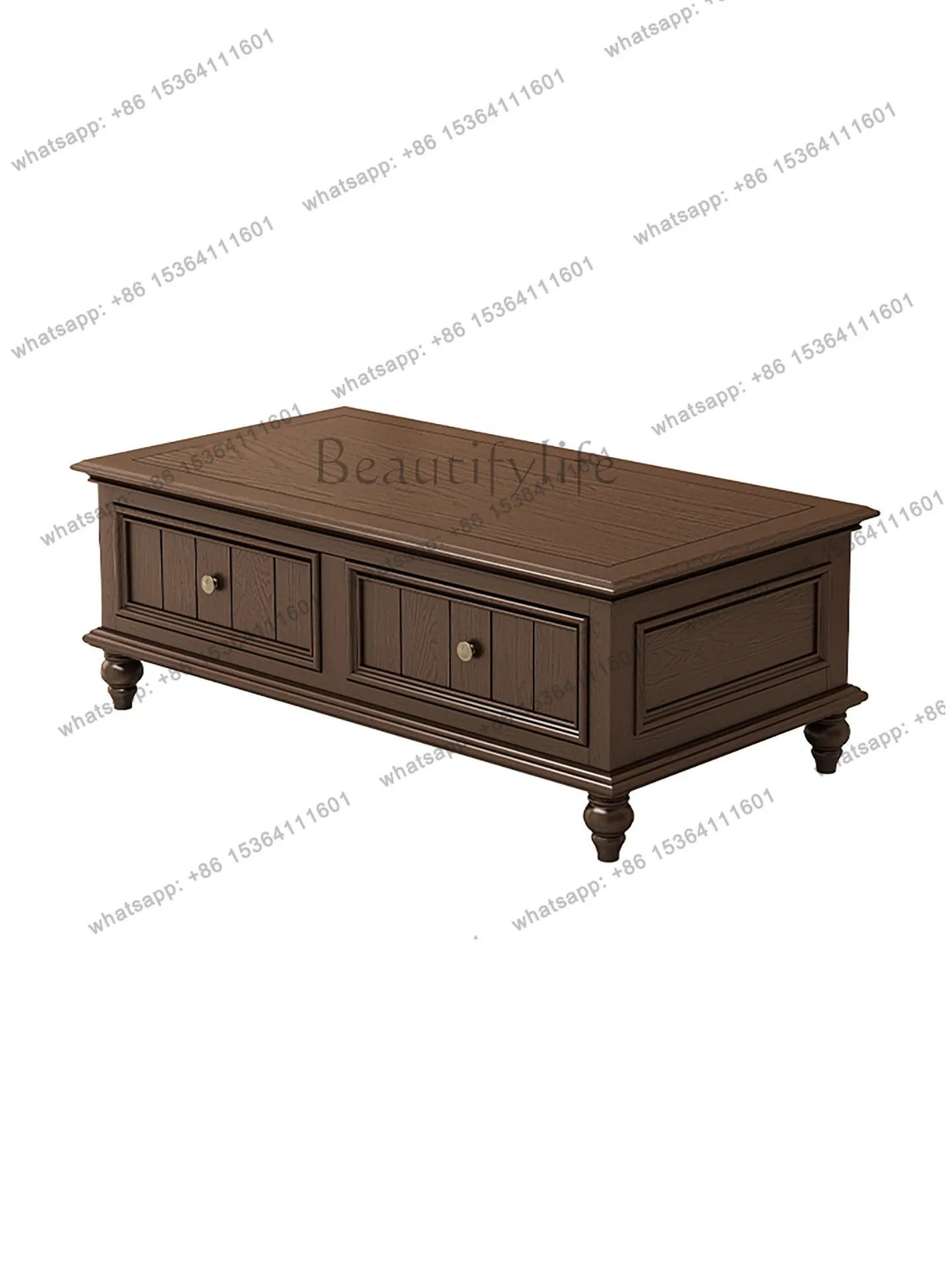 American all-solid wood coffee table, small apartment, living room, ash furniture, 1.2 1.3 1.4 meters