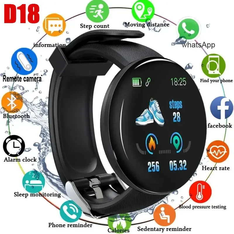 Advanced Health Tracker: Smartwatch w/ HR & BP Sensors for Men Women Kids, iOS Android Fitness Bracelet