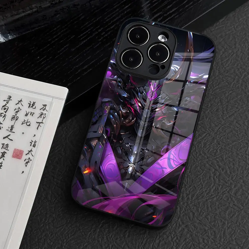 Japan Samurai Oni Mask Phone Case for iPhone 15 Pro Max 14 Plus 12 Mini 11 13 14 Pro Max Magsafe Wireless Charge Glass Cover