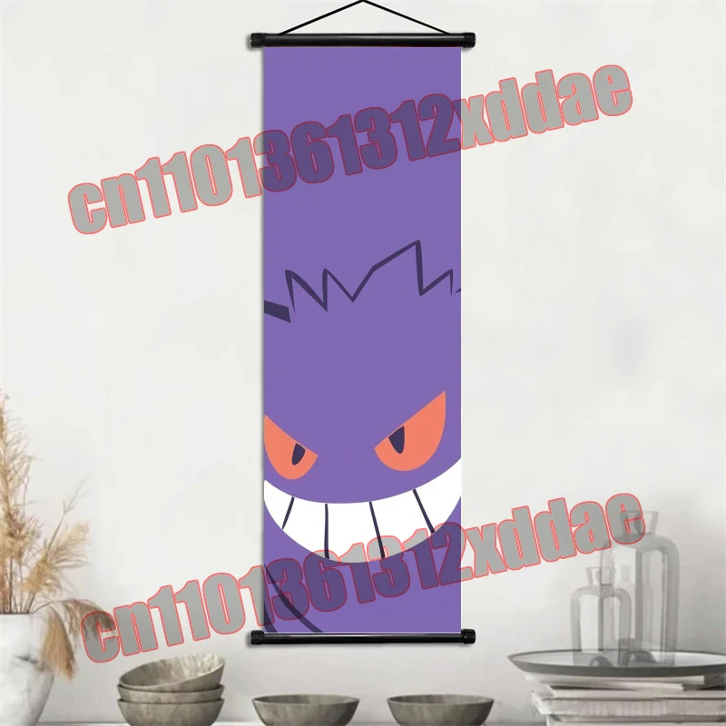애니메이션 포켓몬, Gengar, 포스터 스크롤 드로잉 인쇄 아트 화이트 캔버스 홈 거실 배경 벽 장식 그림