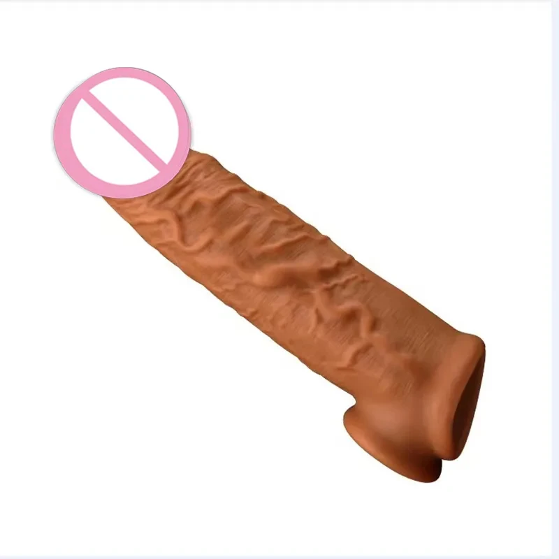 Reuseable Male Enlargement Penis Extender Sleeve Extended Thickened Silicone Sex Wolf Teeth Set Adult Dick Enlargement Sex Toys