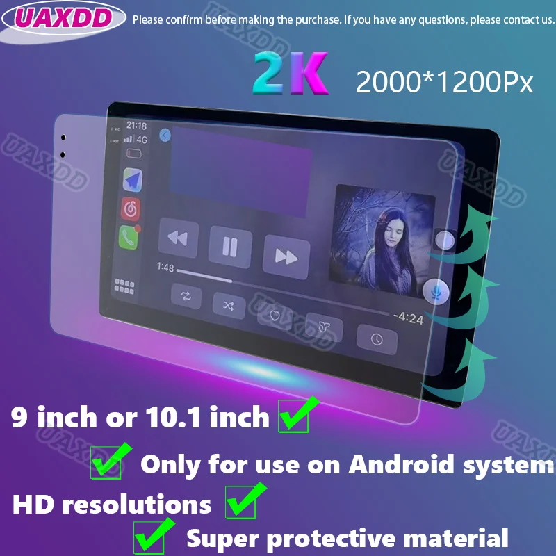 9 10.1 Inch PET Screen Protector Film for 2 DIN GPS Car Radio Media Player Navigation Android frame Kit Glass Interior stereo 2K
